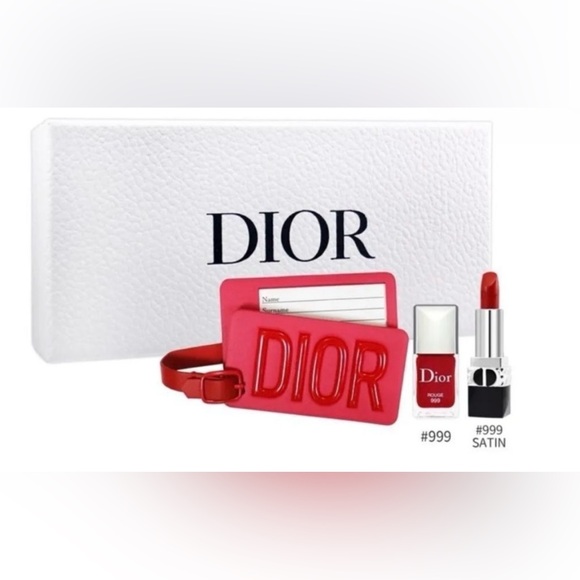 Dior - 3-Pc. Travel Set | Luggage Tag - 999 Red Satin Lipstick & Polish - NIB - Picture 5 of 14